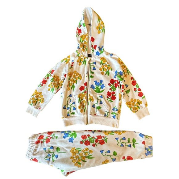 Mini Rodini Matching Sets Mini Rodini Snow Flowers Sweat Suit Girls